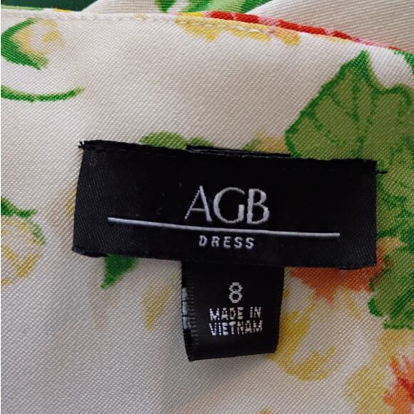 AGB Floral Sheath Dress Sleeveless Garden Party Career Chic Size 8 Brunch Spring - Picture 5 of 10